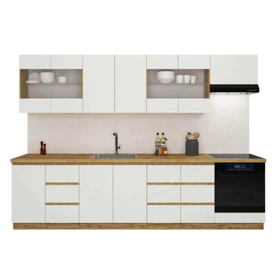 Kitchen Soft White / Wotan oak 300 cm order